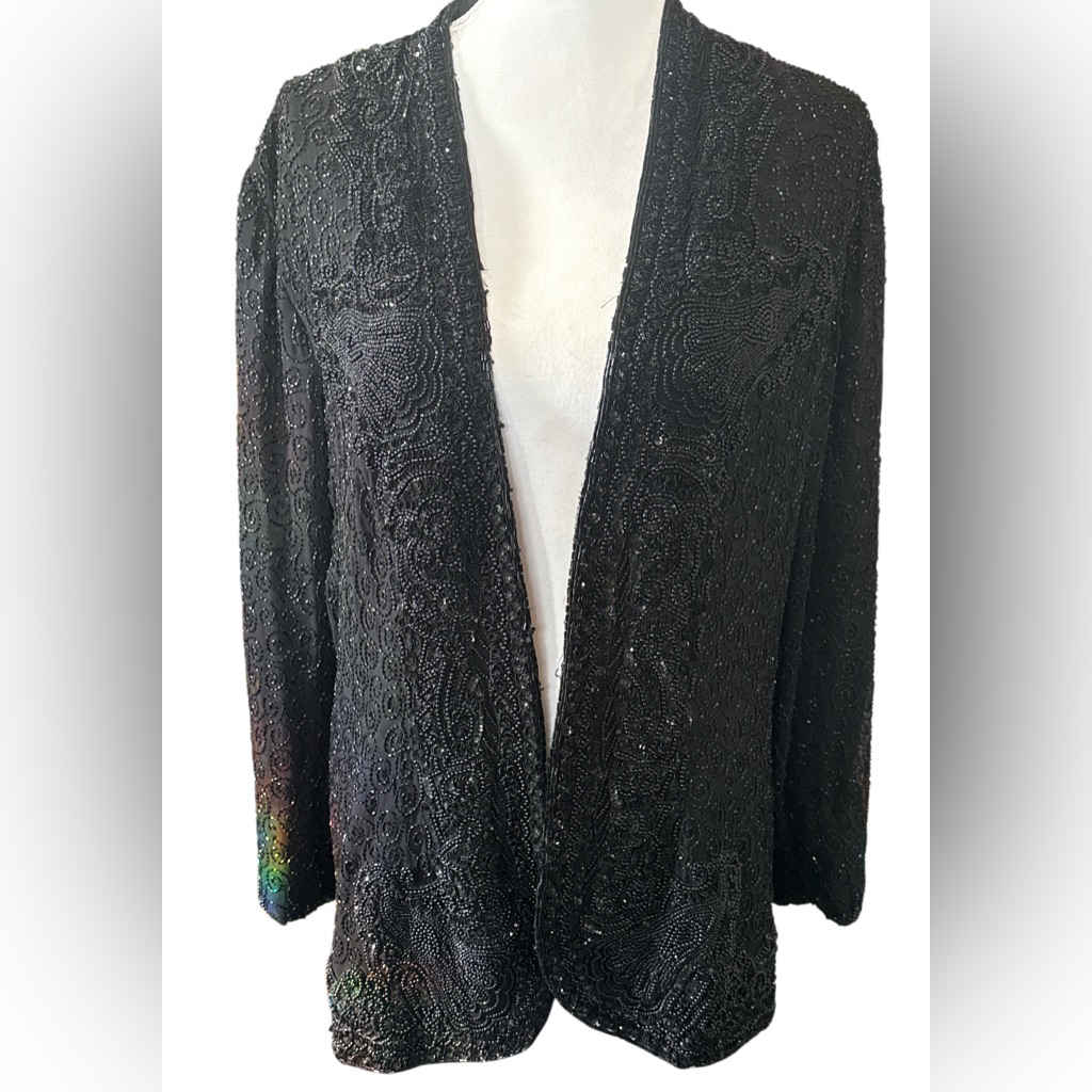 Niteline Vintage Black Beaded And Sequins Evening Jacket